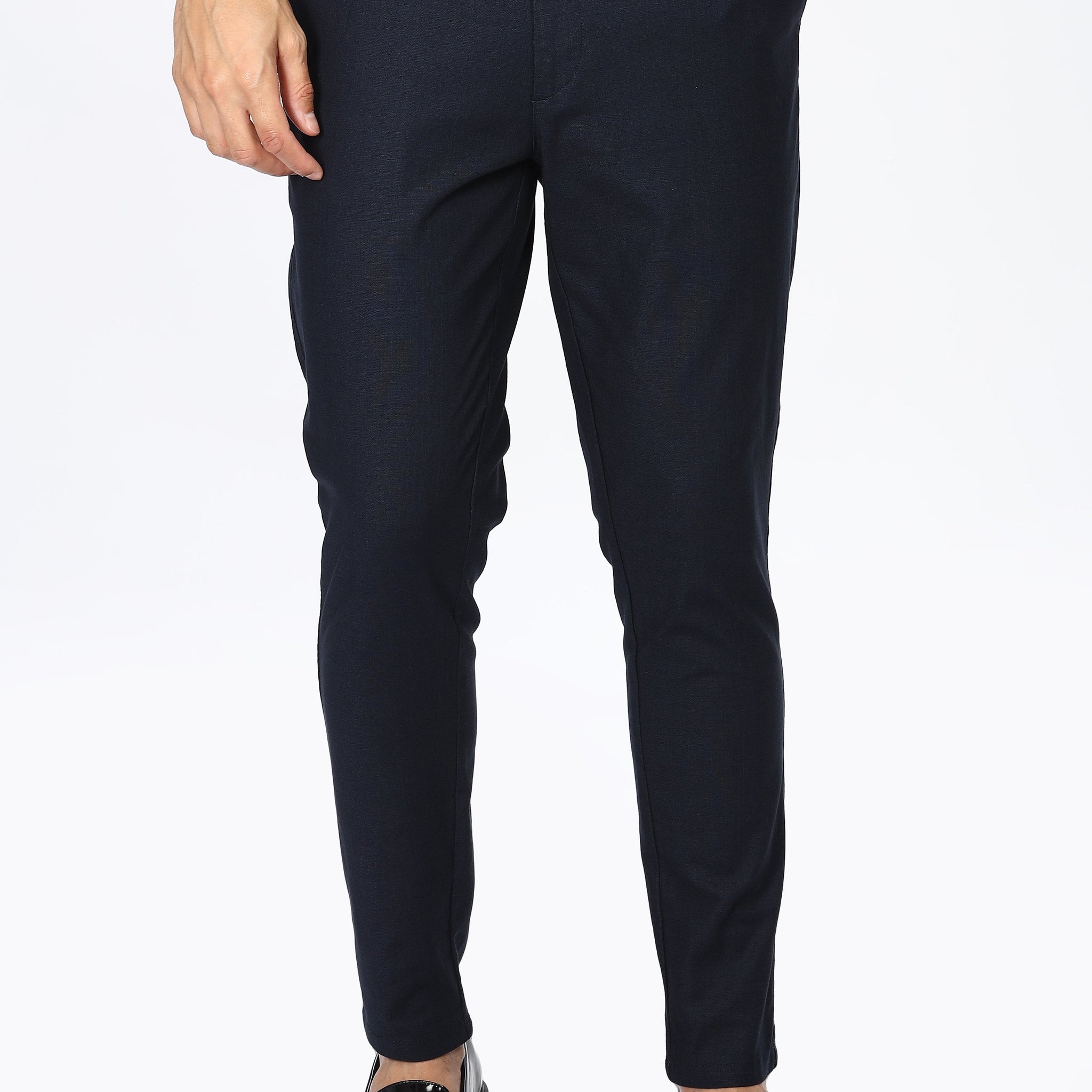 Navy Blue Slim Fit Trousers