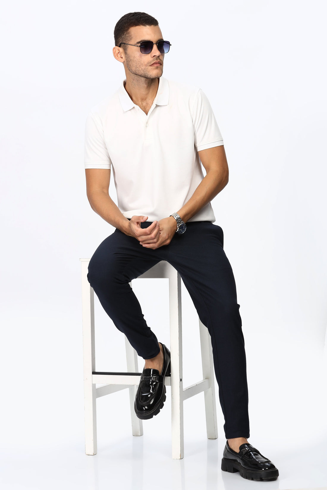 Navy Blue Slim Fit Trousers