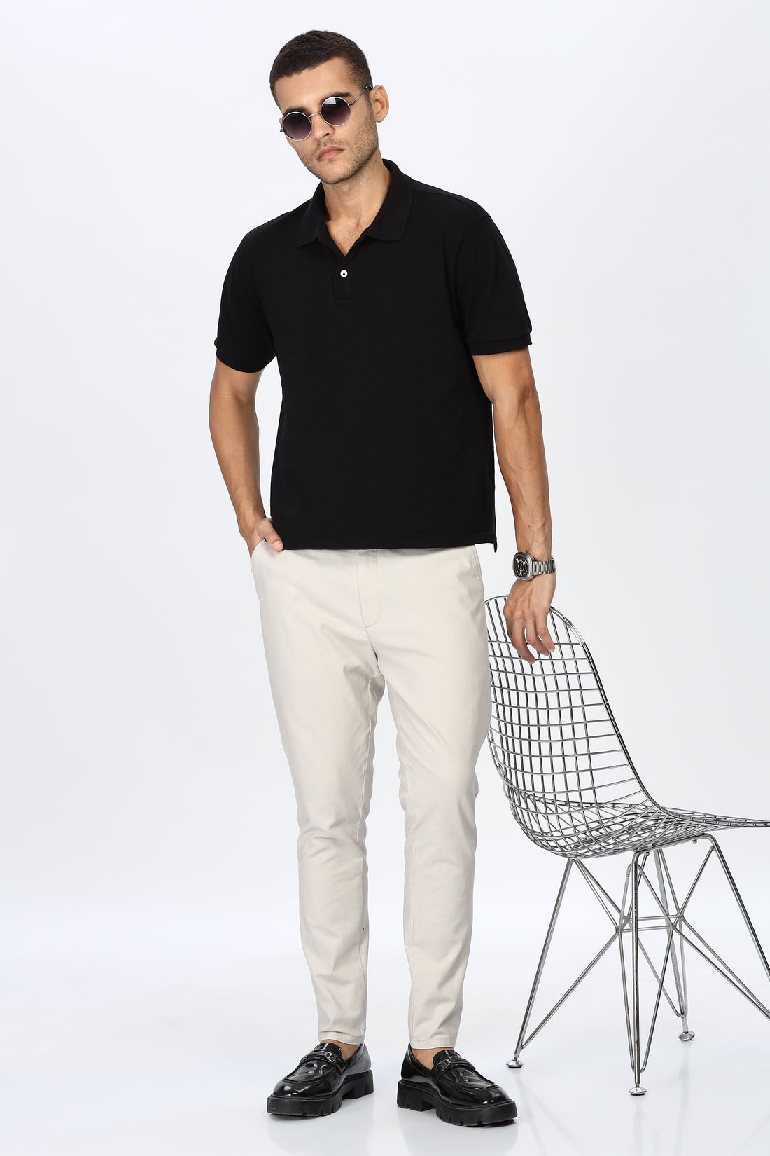 White Slim Fit Trousers