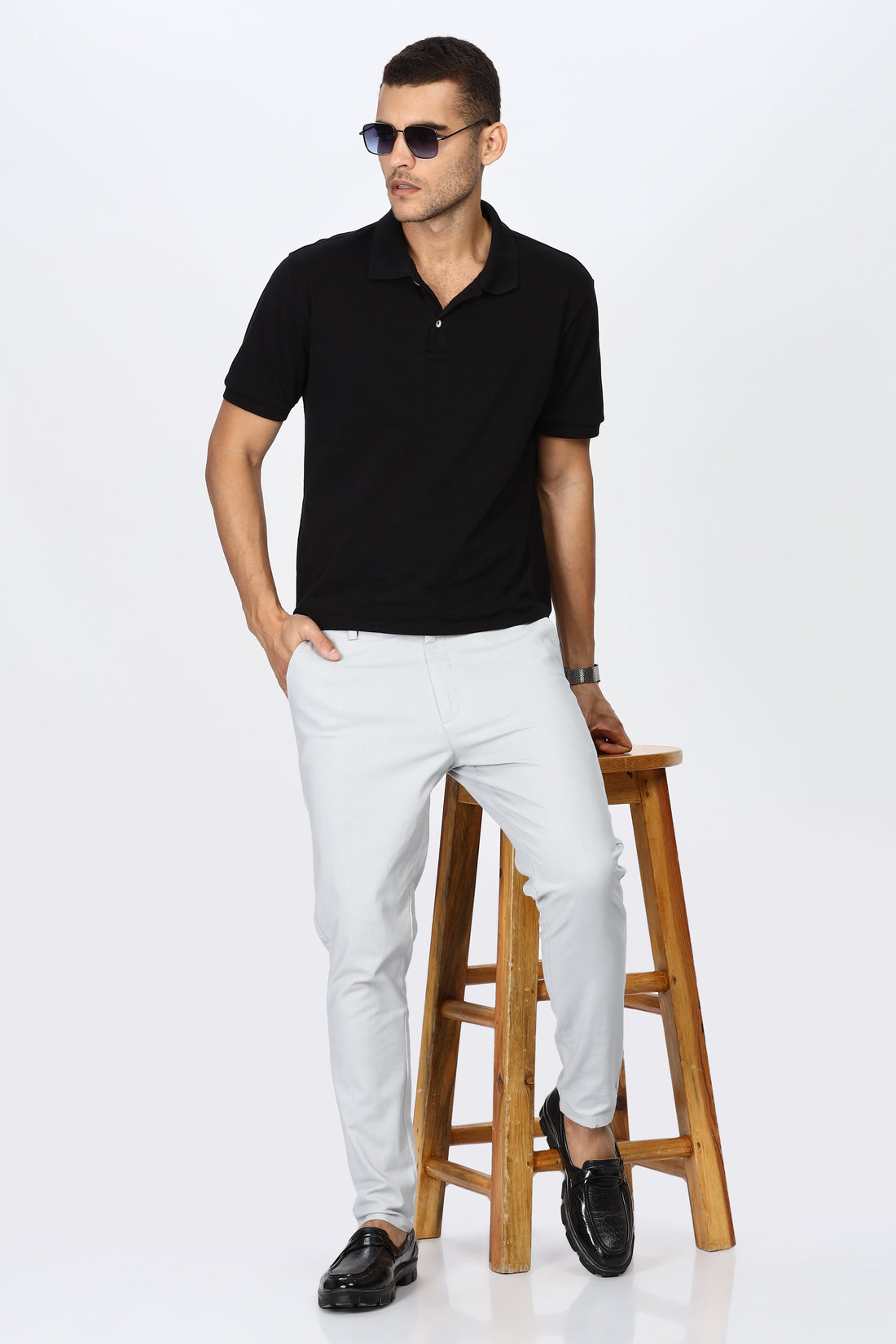 Light Cream Slim Fit Trousers