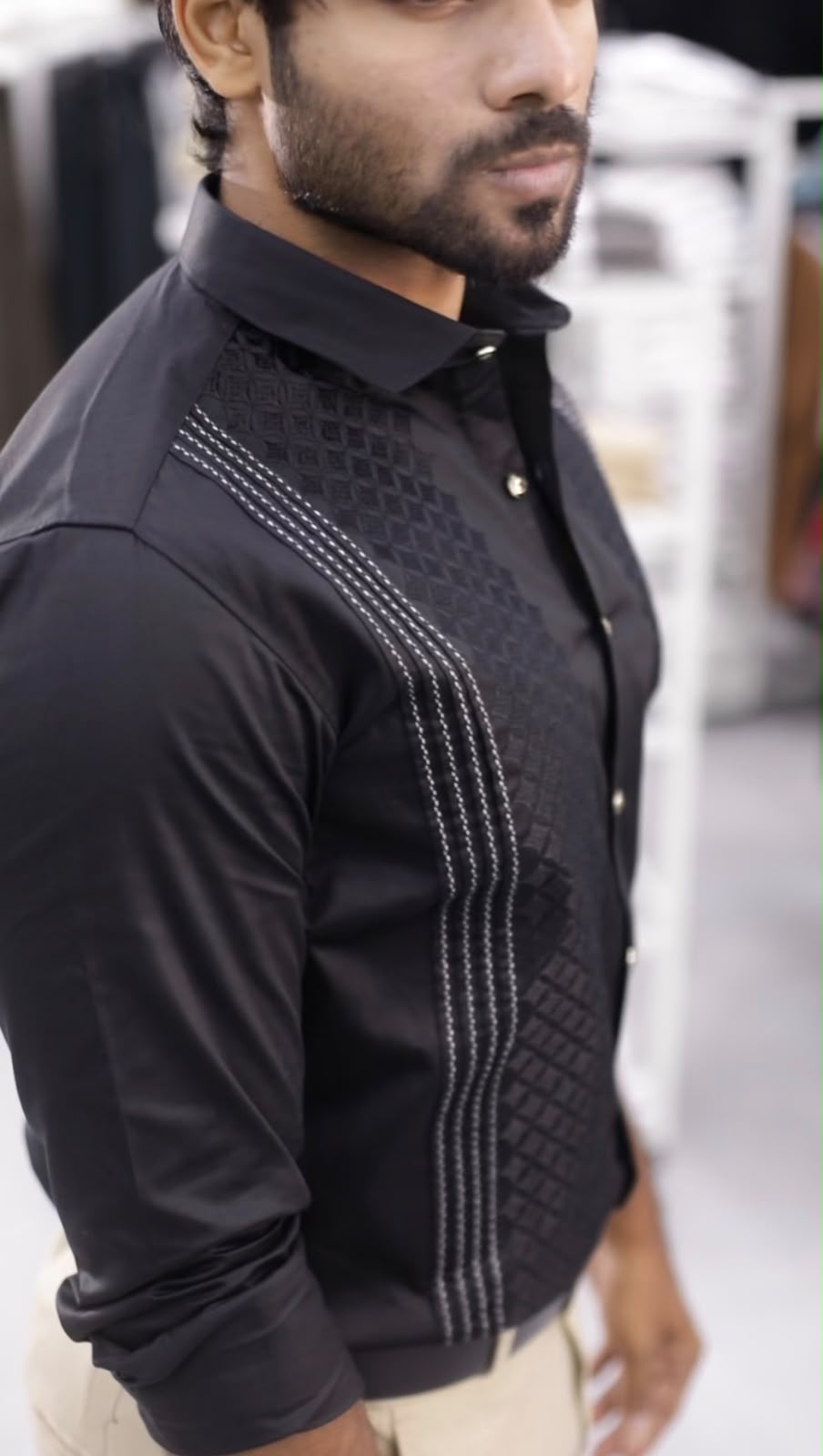 Black Noir Embroidered Full Sleeve Shirts