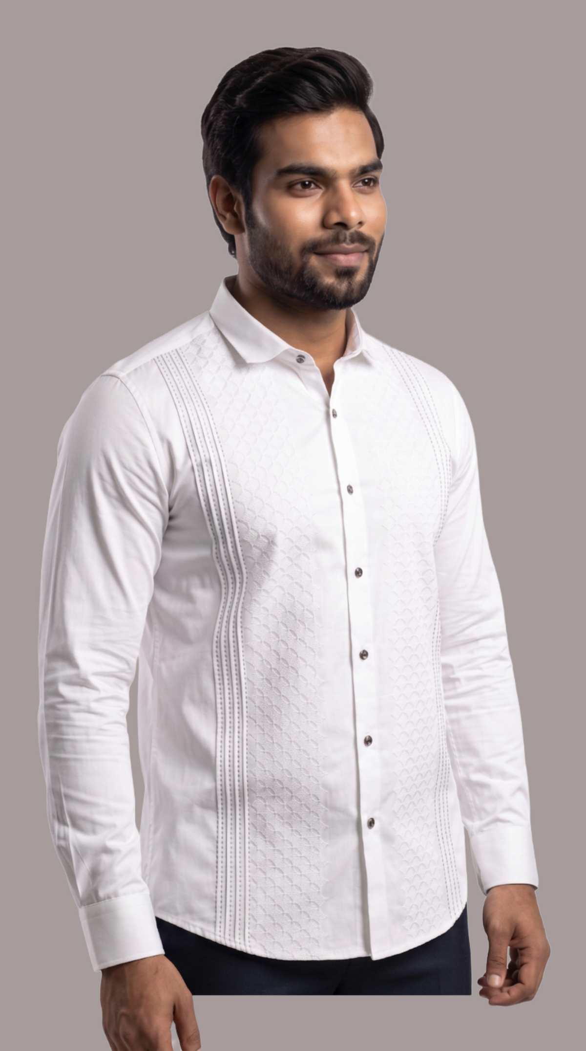 White Noir Embroidered Full Sleeve Shirts